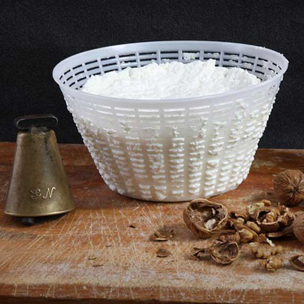 basket of ricotta with nuts