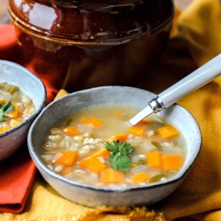 Scotch Broth in bowl with spoon