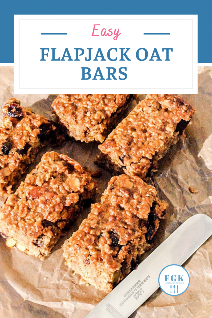 Flapjack Oat Bars with knife