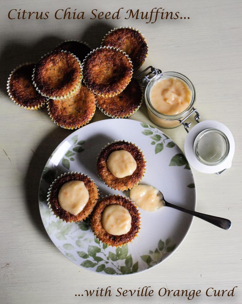 Citrus Chia Seed Muffins with homemade Seville orange curd