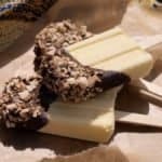 Mango Mousse Ice lollies dipped in chocolate and toasted coconut