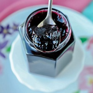 Close up Blackcurrant Jam on Spoon