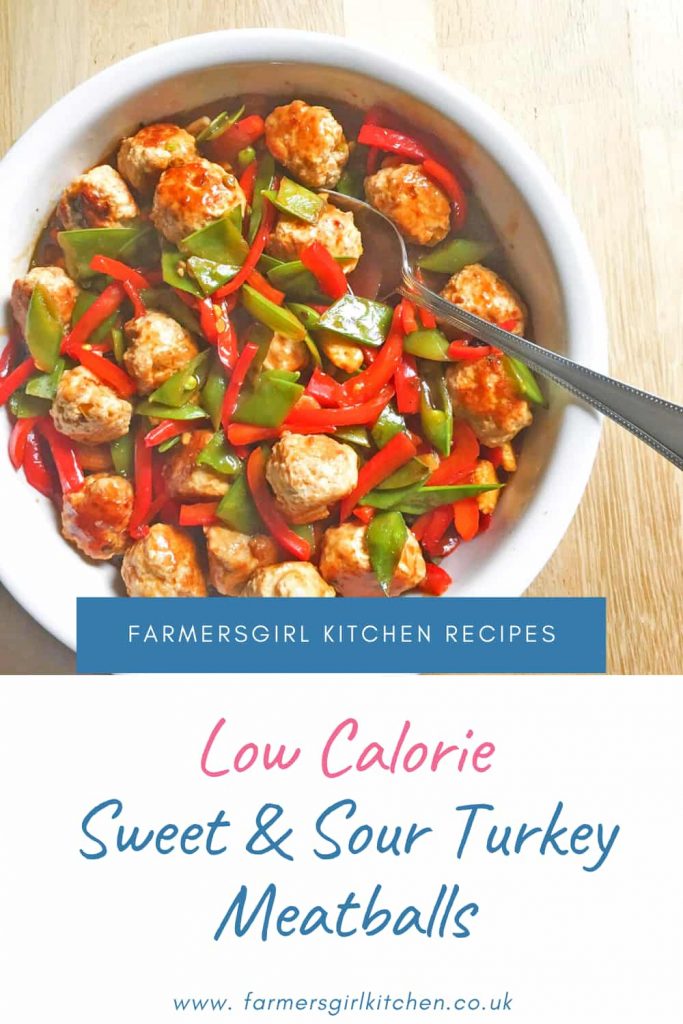 Low Calorie Sweet and Sour Turkey Meatballs on plate
