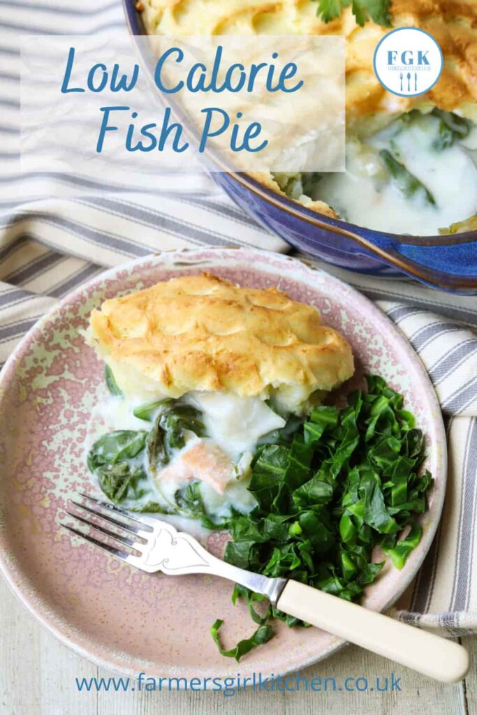 Low Calorie Fish Pie with plate and fork