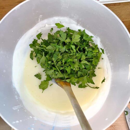 white sauce with parsley added