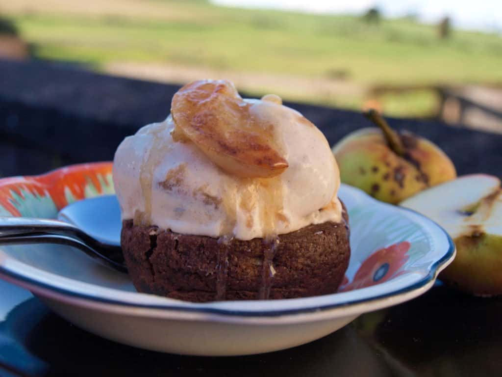 Easy Caramel Apple Ice Cream served in Cookie Cups