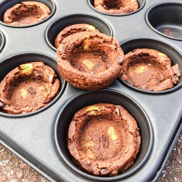 Baked Cookie Cups in muffin tin 