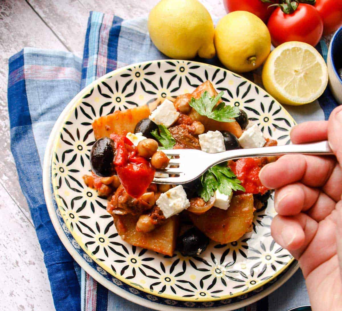 Enjoy a forkfull of Slow Cooker Greek Baker's Pot 