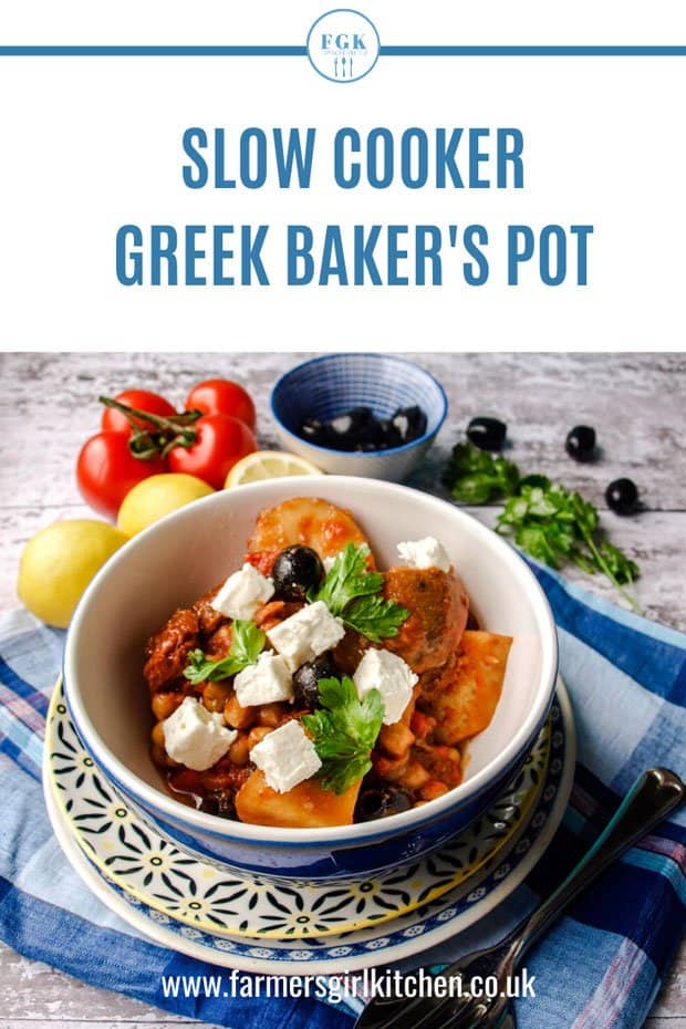 Bowl of Slow Cooker Greek Baker's Pot