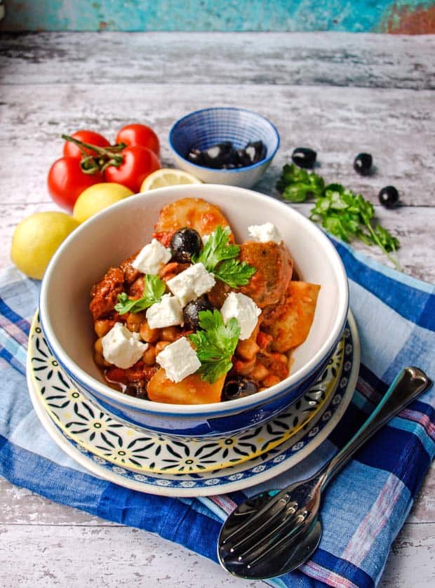 Bowl of Vegetarian Slow Cooker Greek Baker's Pot 