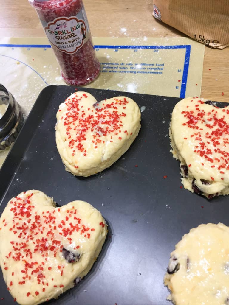 Recipe for heart shaped cranberry orange scones