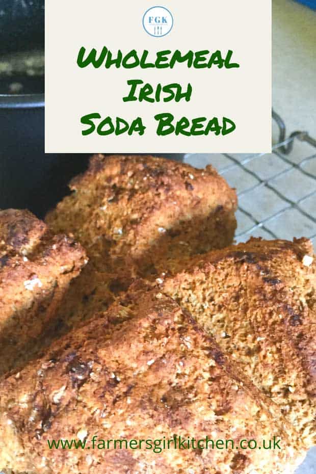 Wholemeal Irish Soda Bread loaf on baking tray