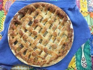A delicious Easy, Cheesy Vegetable Pie with a lattice top
