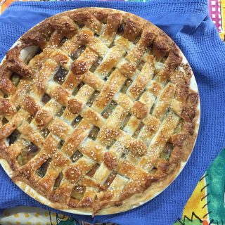 A delicious Easy, Cheesy Vegetable Pie with a lattice top