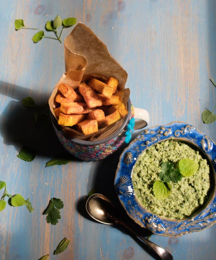 Golden Turmeric Fries with Coriander and Mint Dip
