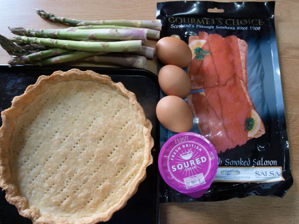 Ingredients for Smoked Salmon and Asparagus Tart