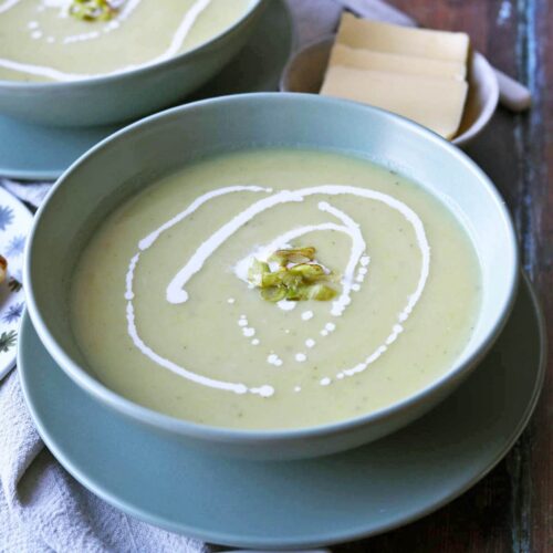 Leek and Potato soup in bowl
