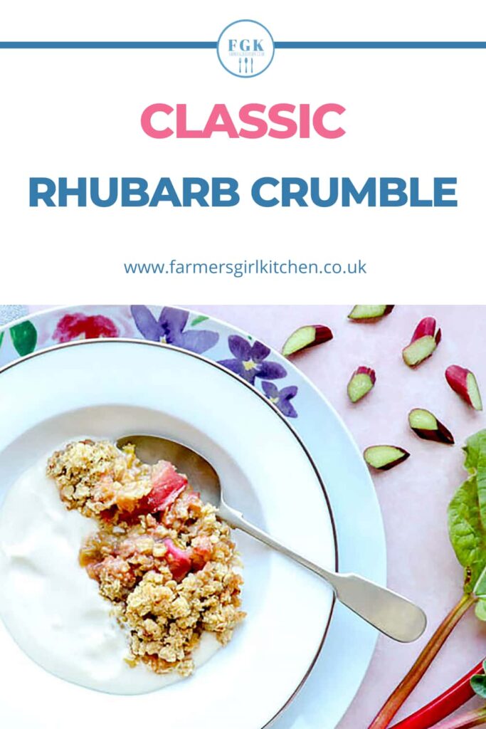Classic Rhubarb Crumble in bowl