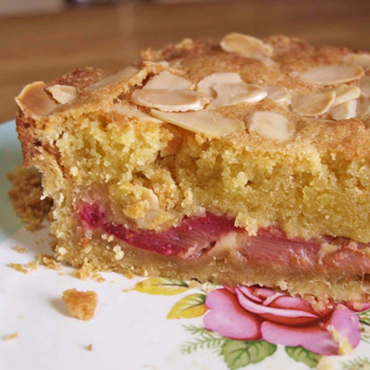 Rhubarb Bakewell Tart slice