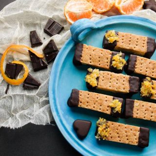 A pretty plate of Chocolate Orange Scottish Shortbread fingers for afternoon tea