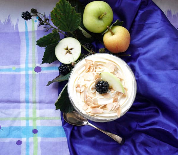 Bowl of Blackberry and Apple Trifle