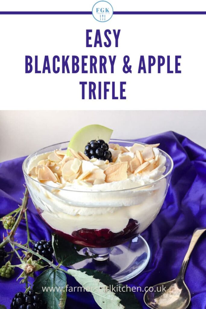 Blackberry and Apple Trifle with blackberries