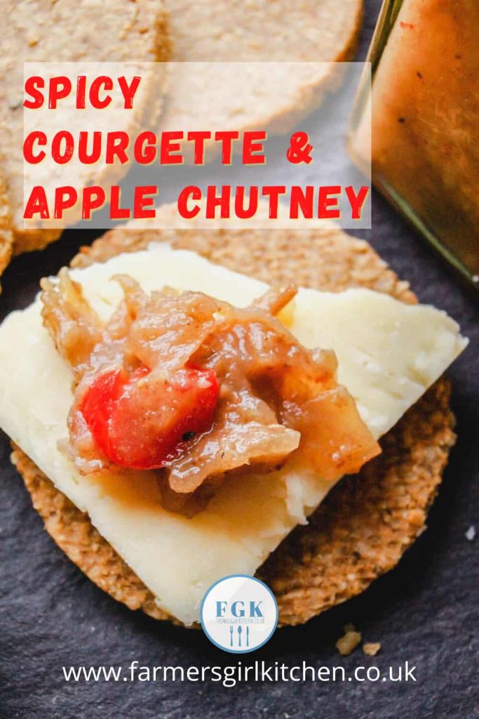 Spicy Courgette & Apple Chutney on oatcake with cheese