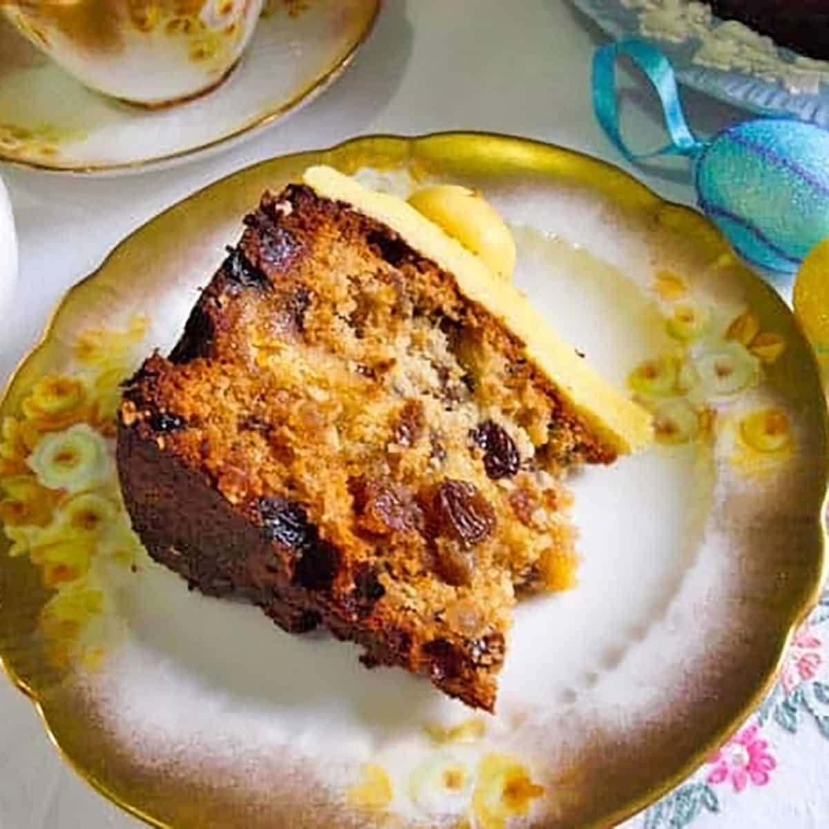 Easter Simnel Cake slice on plate