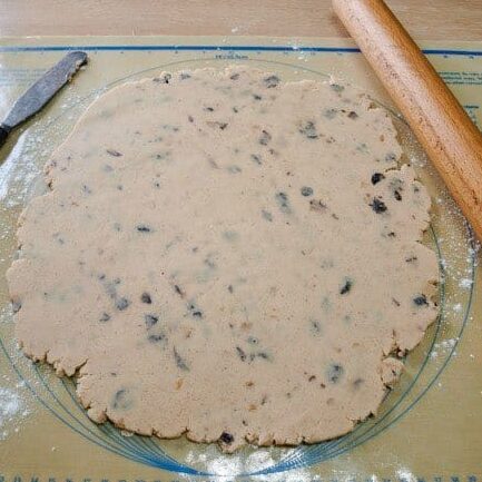 Roll out the dough for shortbread Cookies