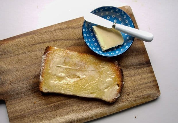 A slice of butter Scottish Plain Loaf toast