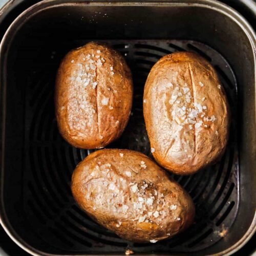 Air Fryer Baked Potatoes Baked and ready