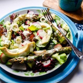 Plate of Radish Asparagus Avocado Salad