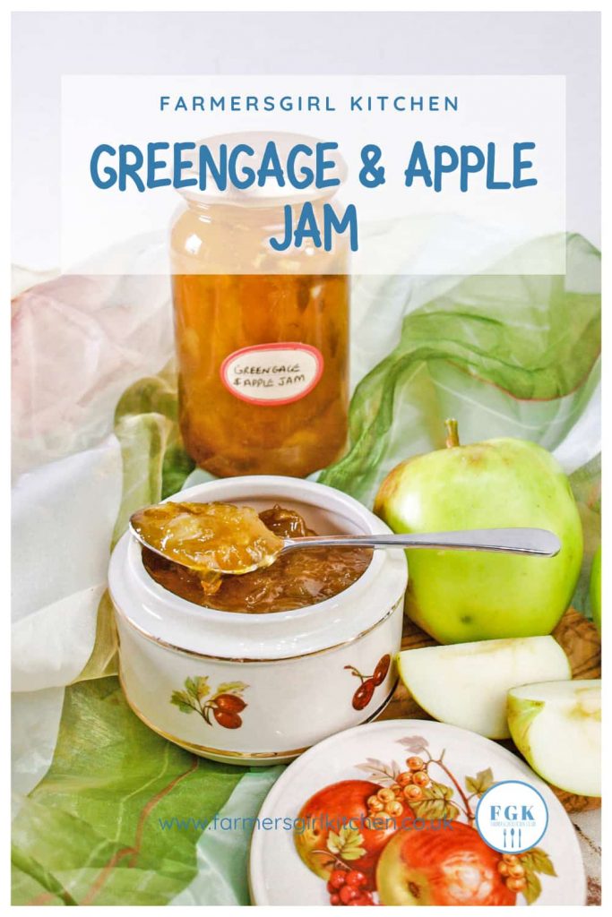Greengage and Apple Jam jar and spoon