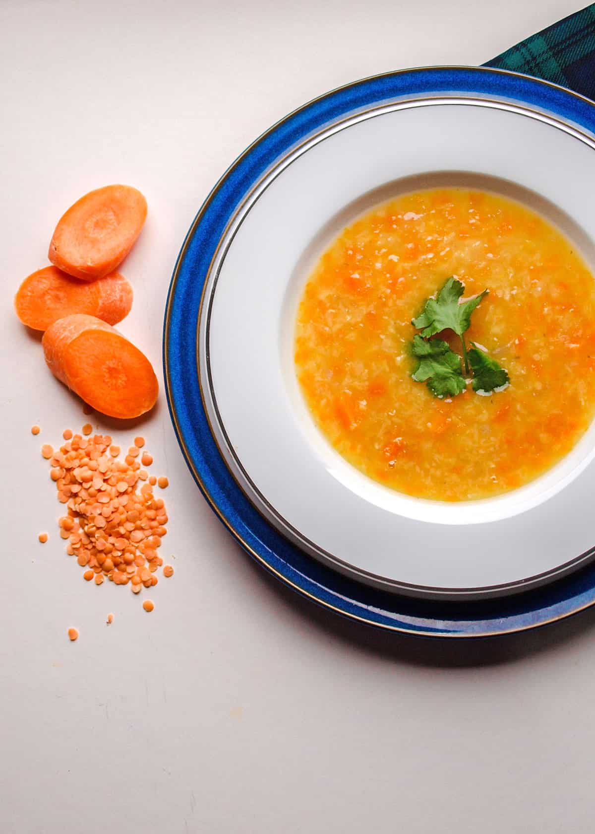 Easy Scottish Red Lentil soup with carrots and lentils