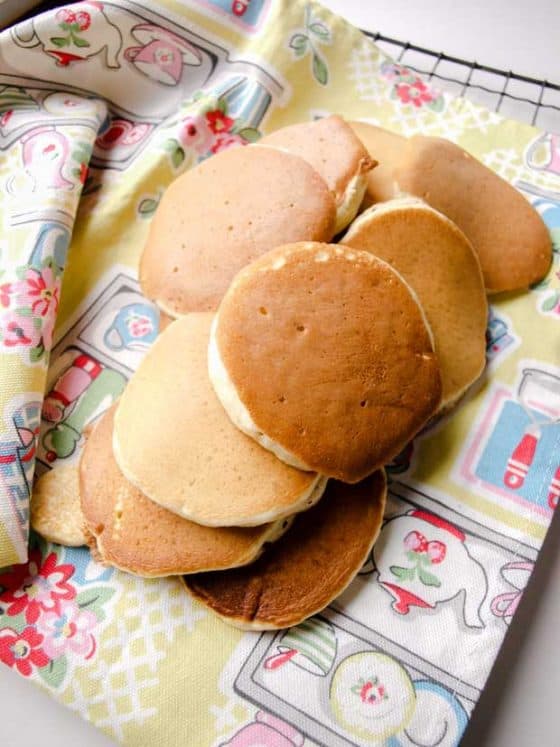 pancakes on tea towel