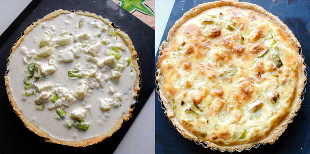 Tart before and after baking 