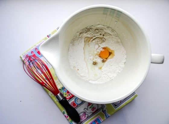 Jug with flour and egg