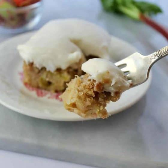Rhubarb Cake with Cream Cheese Frosting