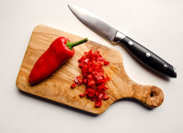 Red Chillies on chopping borad