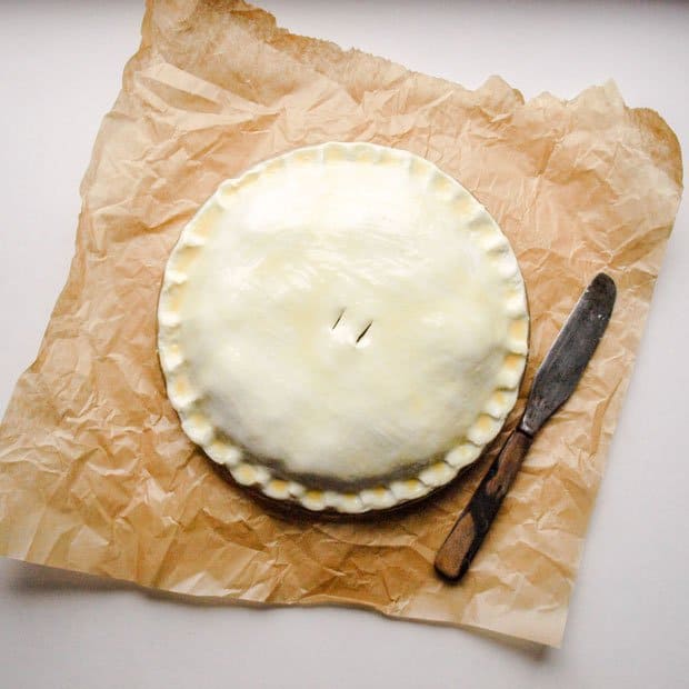 Brush the pie with egg wash