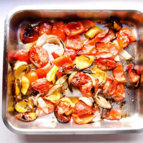 Roasted peppers and tomatoes