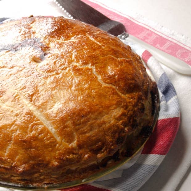 Bake the Scottish Mince Beef Pie until golden brown 