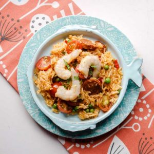 A delicious plate of Prawn & Chorizo Rice