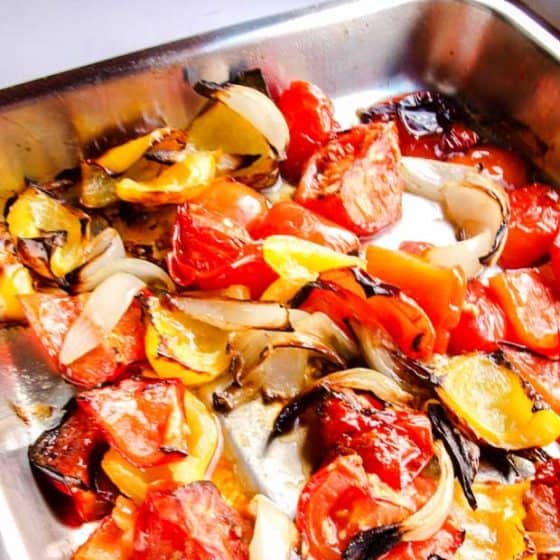 Roast the peppers & tomatoes until soft ans slightly singed