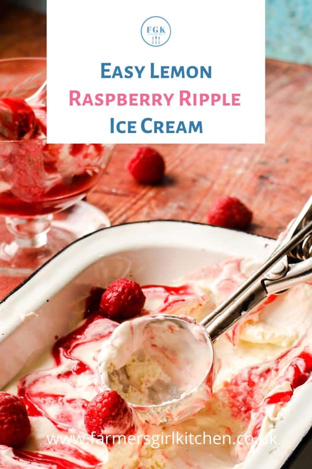 Raspberry Ripple ice Cream and scoop 