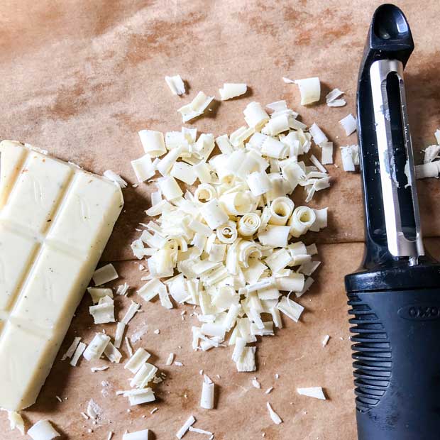 white chocolate curls