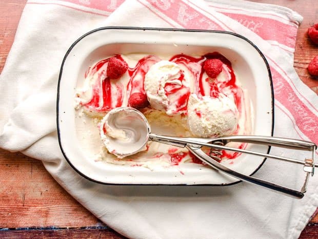 Easy Lemon Raspberry Ripple Ice Cream