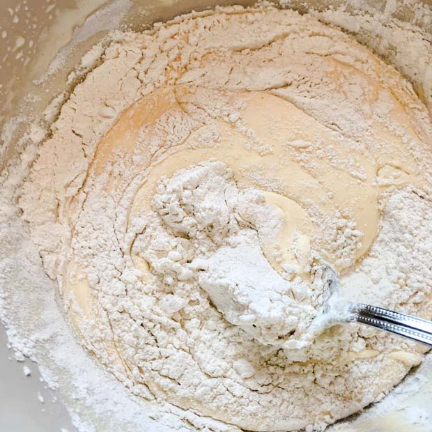 Fold in flour to egg mixture
