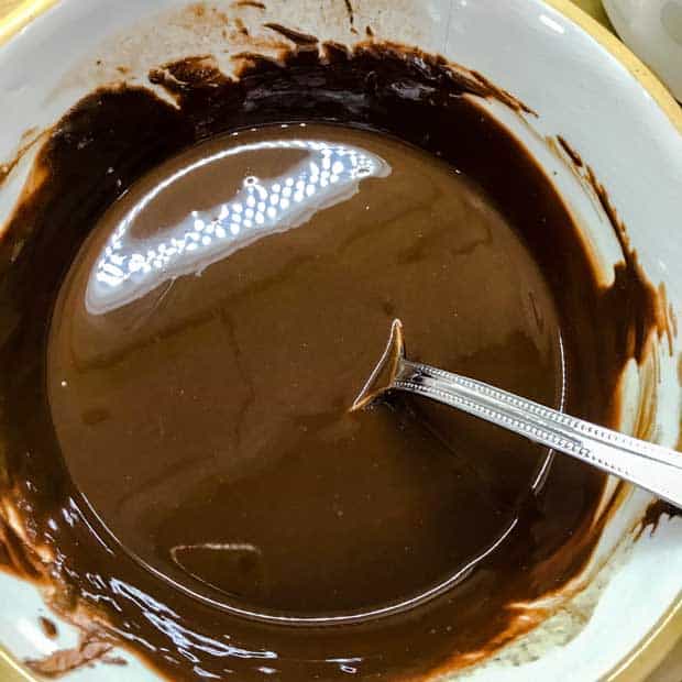 melted choocolate and butter in bowl