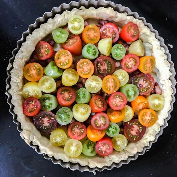 Pastry case with Tomatoes